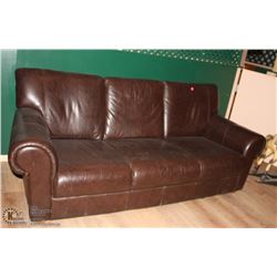 BROWN LEATHERETTE 3 SEATER SOFA 80"