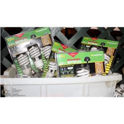 TOTE OF ASSORTED LIGHT BULBS