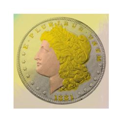 Steve Kaufman (1960-2010),  1881 Morgan Dollar  Hand Painted Limited Edition Sil