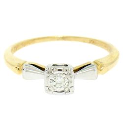 14k Yellow & White Gold 0.14 ctw VS F Diamond Solitaire Engagement Ring