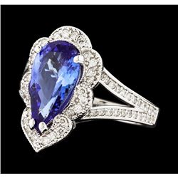 2.75 ctw Tanzanite and Diamond Ring - 14KT White Gold