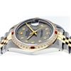 Image 2 : Rolex Mens 2 Tone Slate Grey Diamond & Ruby Datejust Wristwatch 36MM