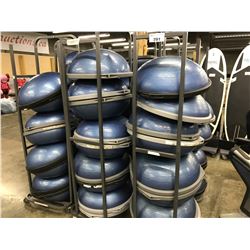 LOT OF 17 BOSU BALLS WITH MOBILE RACK