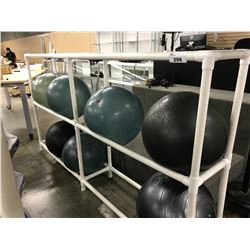 4 BAY WHITE PVC WHITE EXERCISE RACK WITH 5 YOGA BALLS