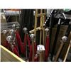 Image 1 : LOT OF RED AND CHROME STANCHIONS AND MISC. EASELS AND COAT RACKS