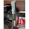 Image 2 : BUNDLE OF GARDEN STAKES, FISHING ROD W/REEL AND SQUEEGIES