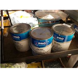 Three pails of universal acrylic primer off white