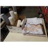 Image 1 : 2 BOXES OF LARGE CANDLES AND TABLE COVERS