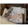 Image 2 : 2 BOXES OF LARGE CANDLES AND TABLE COVERS