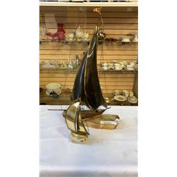 2 VINTAGE METAL BOAT STATUES