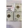 Image 2 : 7 CANADIAN WAR-TIME SILVER DIMES 1938-1944  .800 SILVER
