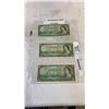 Image 8 : 3 CIRCULATED 1954 CANADIAN $1 BILLS