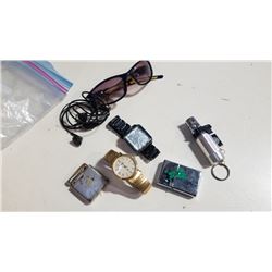 3 LIGHTERS, 2 WATCHES AND SUNGLASSES