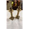 Image 10 : METAL FISHING FIGURE AND 3 BRASS TONE CANDLE HOLDERS