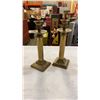 Image 11 : METAL FISHING FIGURE AND 3 BRASS TONE CANDLE HOLDERS