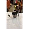 Image 6 : METAL FISHING FIGURE AND 3 BRASS TONE CANDLE HOLDERS