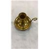 Image 8 : METAL FISHING FIGURE AND 3 BRASS TONE CANDLE HOLDERS