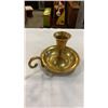 Image 9 : METAL FISHING FIGURE AND 3 BRASS TONE CANDLE HOLDERS