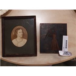 Mounted copper etched picture and antique picture