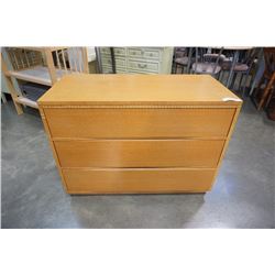 WOOD 3 DRAWER DRESSER WITH CARVED ACCENTS
