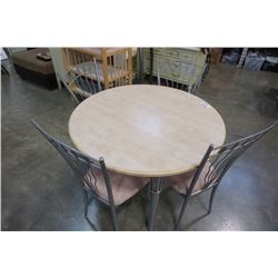 ROUND METAL BASE DINING TABLE WITH 4 CHAIRS