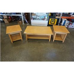 MAPLE COFFEE TABLE AND 2 ENDTABLES