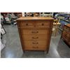 Image 2 : 5 DRAWER SATIN WALNUT HIGHBOY DRESSER AND 2 DRAWER NIGHTSTAND