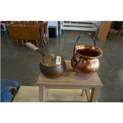 2 HAND HAMMERED COPPER POTS