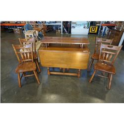 SIKES COMPANY DROPLEAF DINING TABLE WITH 2 LEAFS AND 4 CHAIRS
