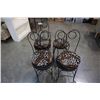 Image 1 : 3 WIRE METAL CHAIRS AND STOOL WITH LEOPARD PRINT CUSHIONS