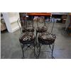 Image 2 : 3 WIRE METAL CHAIRS AND STOOL WITH LEOPARD PRINT CUSHIONS