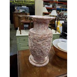 CARVED STONE EASTERN DRAGON VASE