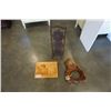 Image 1 : Carved folding 3 tier shelf with big horn carving and burl clock