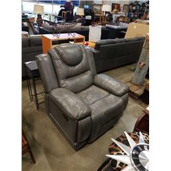 GREY LEATHER ROCKING RECLINER CHAIR