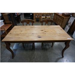 RUSTIC WOOD DINING TABLE AND 2 CHAIRS