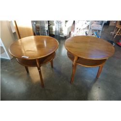 2 ROUND WOOD ENDTABLES