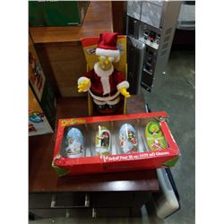 DR SEUSS THE GRINCH  SET OF 4 TUMBLER GLASSES AND HOMER SIMPSON FIGURE