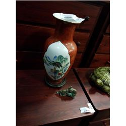 LARGE EASTERN VASE AND BRASS DRAGON