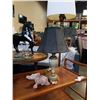 Image 1 : STONE ELEPHANT AND TABLE LAMP