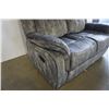 Image 4 : BRAND NEW GREY VELVET DOUBLE RECLINING LOVE SEAT - RETAIL $599