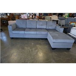 BRAND NEW GREY FABRIC 2 PC SECTIONAL SOFA WITH CUPHOLDERS, AND REMOVABLE PILLOW BACKS, RETAIL $1299 