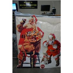 2 VINTAGE COCA-COLA STAND UP SANTA  ADVERTS - 3.5 AND 5 FEET TALL