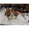 Image 1 : 4 ARM RETRO BRASS AND GLASS GLOBE CHANDELIER