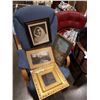 Image 1 : Three vintage pictures and framed mirror