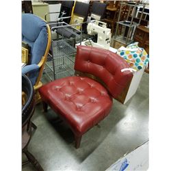 RED LEATHER TUFTED MOES ACCENT CHAIR