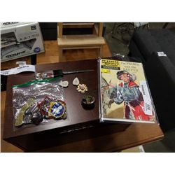 Prince and pauper 1946 comic, scout patches and sterling wash bin with broach