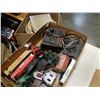 Image 2 : TRAY OF HO SCALE TRAIN ACCESSORIES, CARS, CONTROLLER AND VIA RAIL HAT