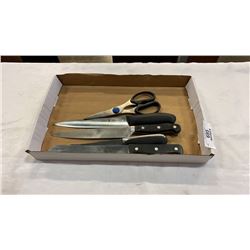 TRAY OF J A HENKELS KNIVES AND SHEARS
