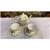 Image 2 : GRACIE BONE CHINA TEAPOT AND PORCELAIN CUPS AND SAUCERS