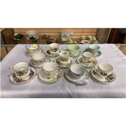 11 BONE CHINA CUPS AND SAUCERS, ROYAL ALBERT, AYNSLEY AND OTHERS